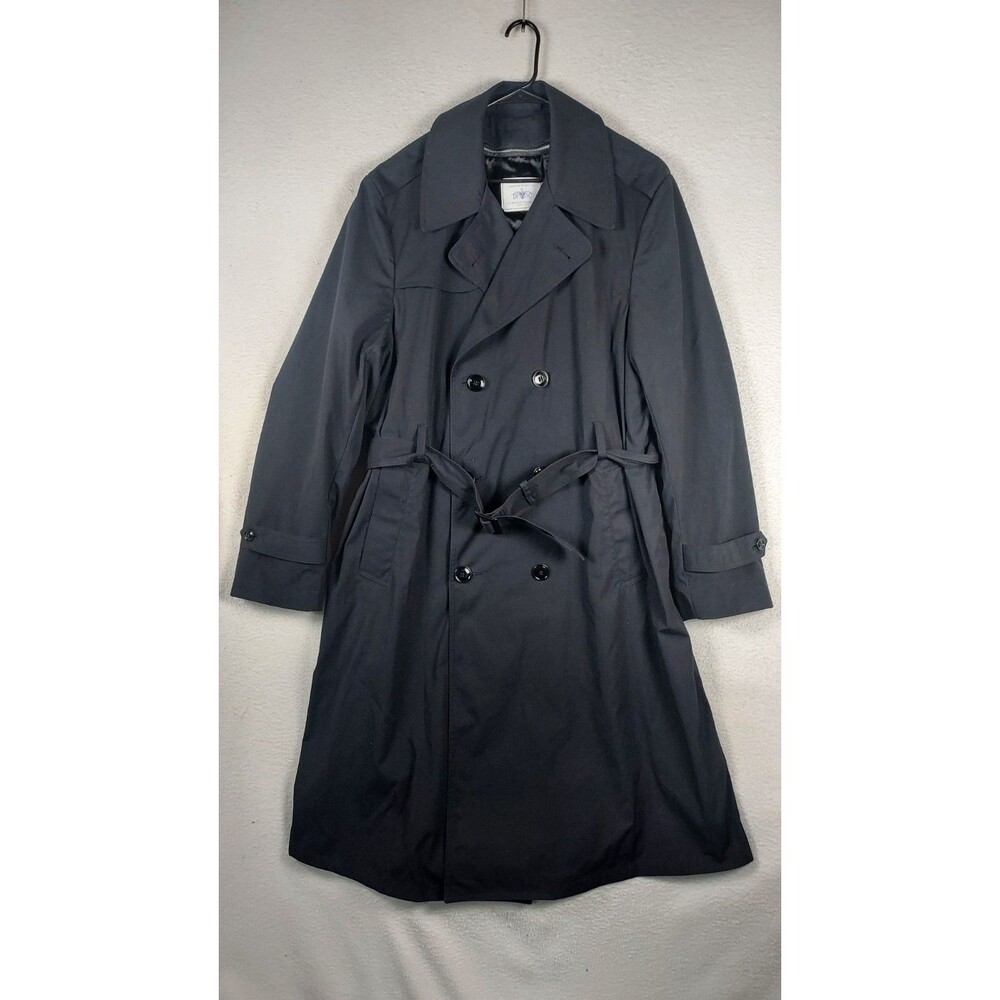 DP SC American Apparel Trench Coat Mens 44L Black Military All Weather